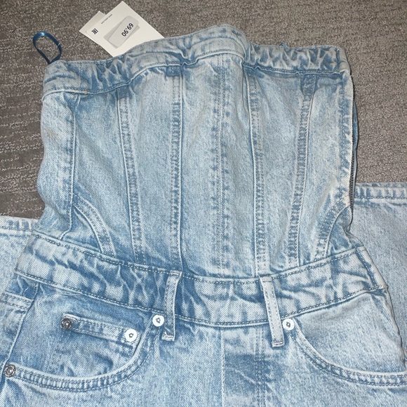 ZARA Corset Denim Jumpsuit Size Xsmall - Picture 2 of 7